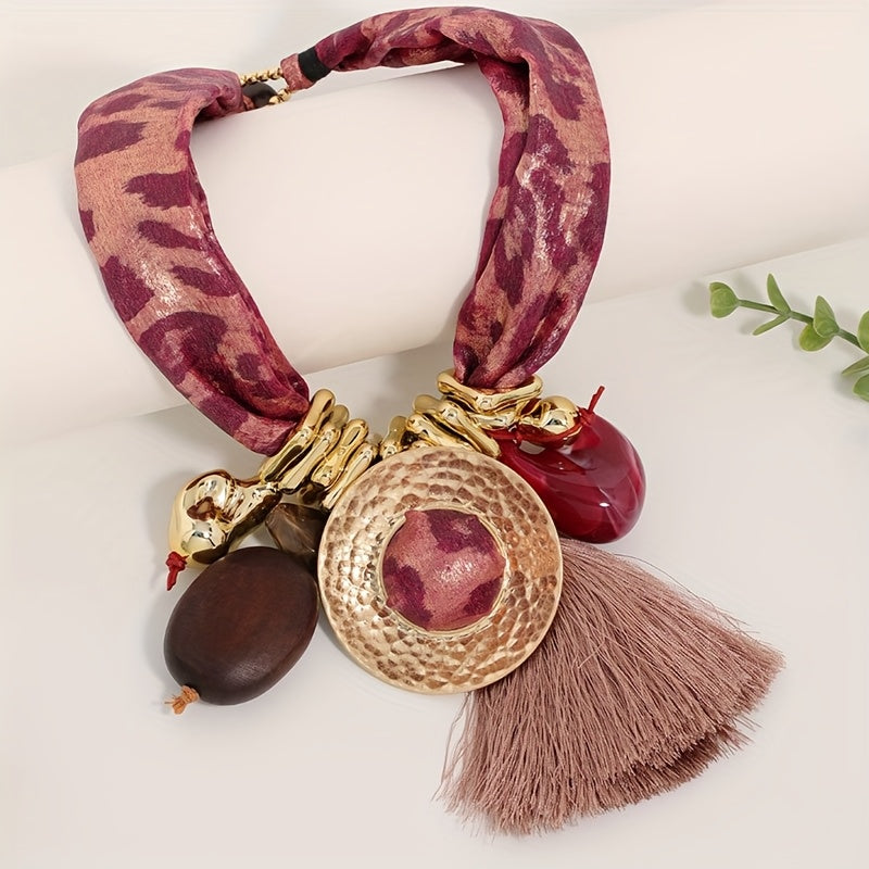 Collier Bohème Léopard Pompon & Graines