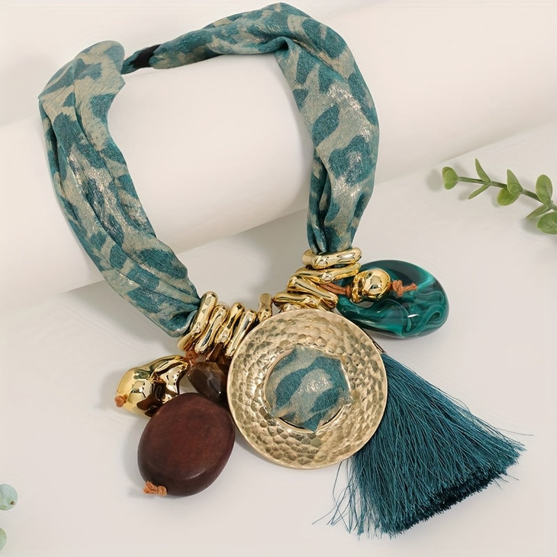 Collier Bohème Léopard Pompon & Graines