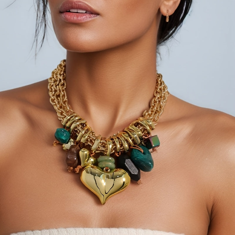 Collier femme bohème avec pendentif cœur