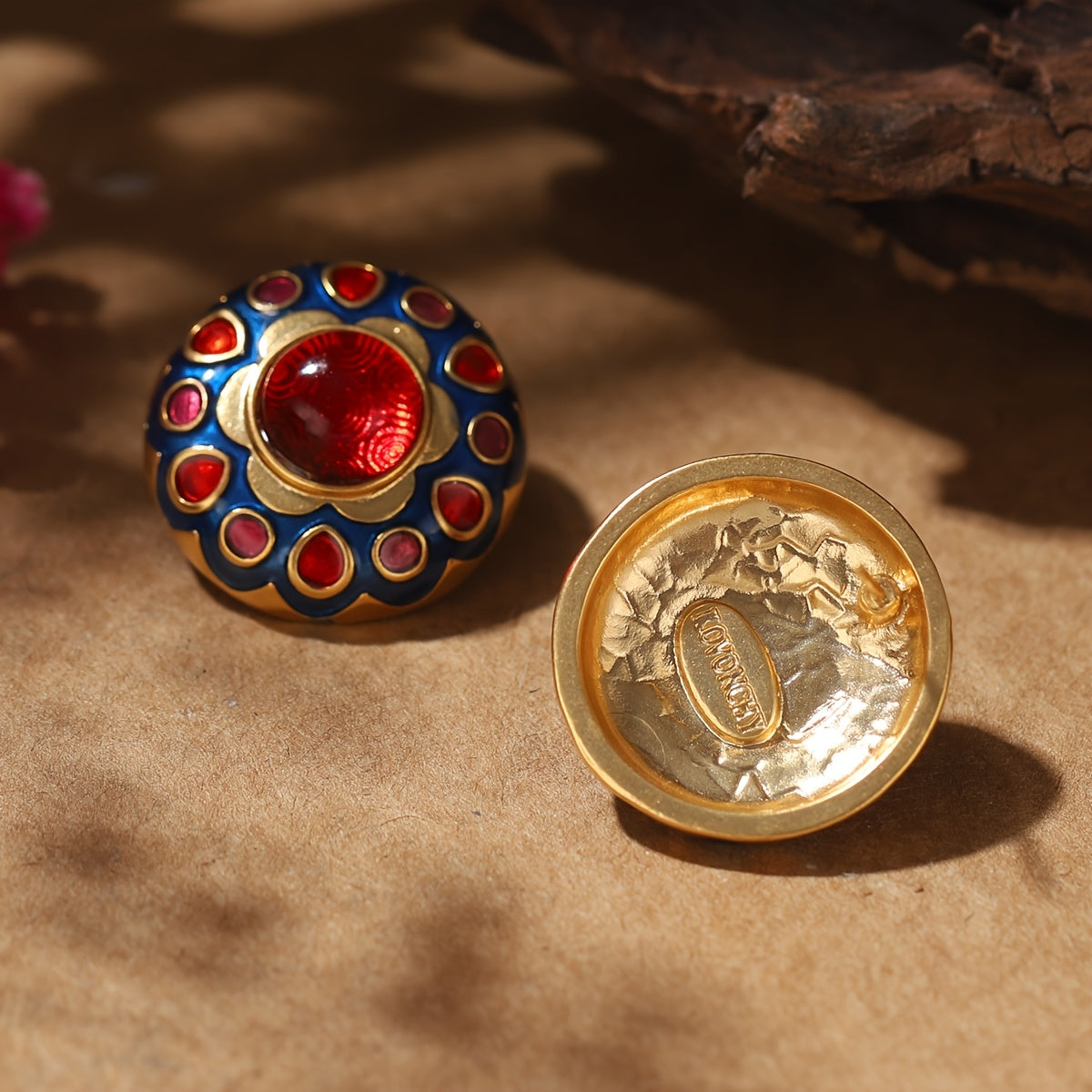 Boucles d'Oreilles Statement Rondes Fleur Exotique