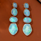 Boucles d’Oreilles Dorées en Cascade Turquoise Dégradée