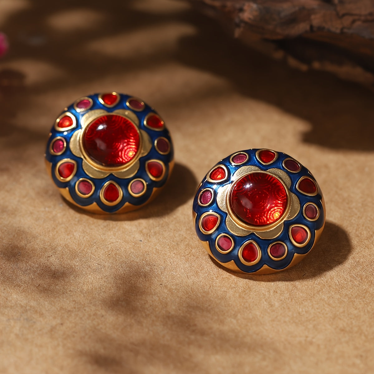 Boucles d'Oreilles Statement Rondes Fleur Exotique