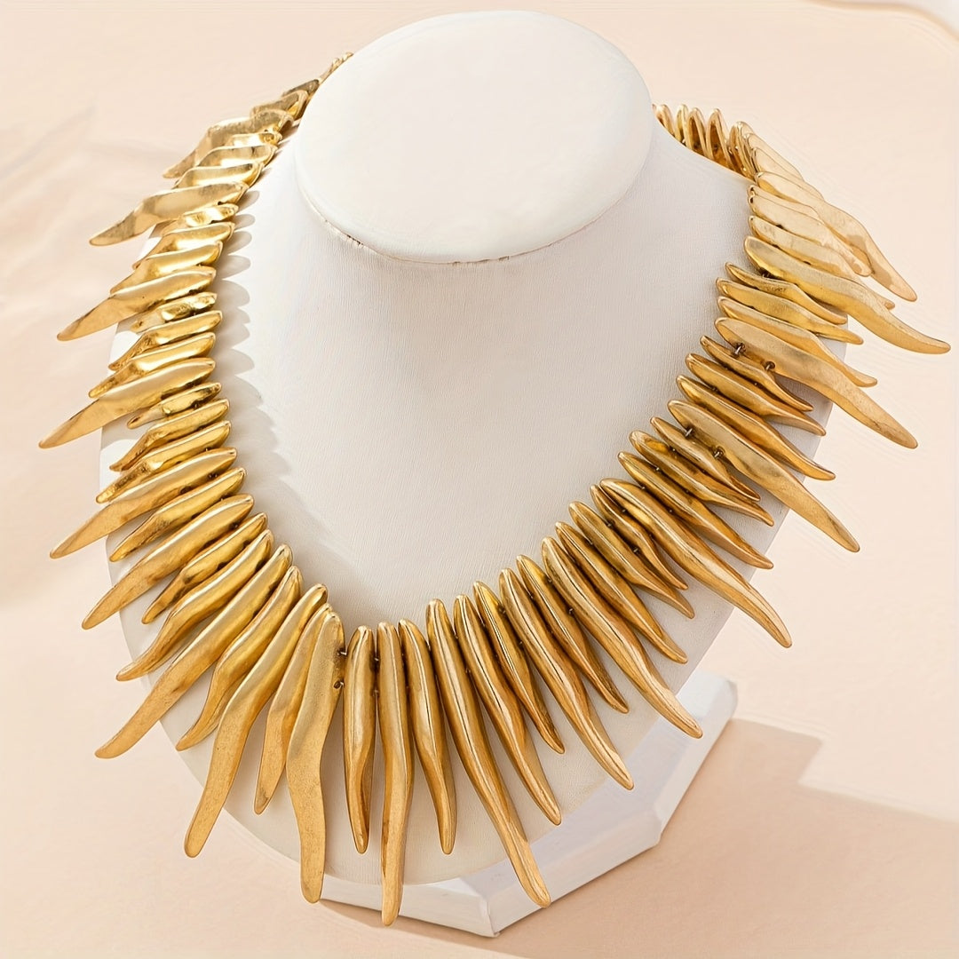 Collier Gothique Géométrique Irrégulier Doré à Pointes