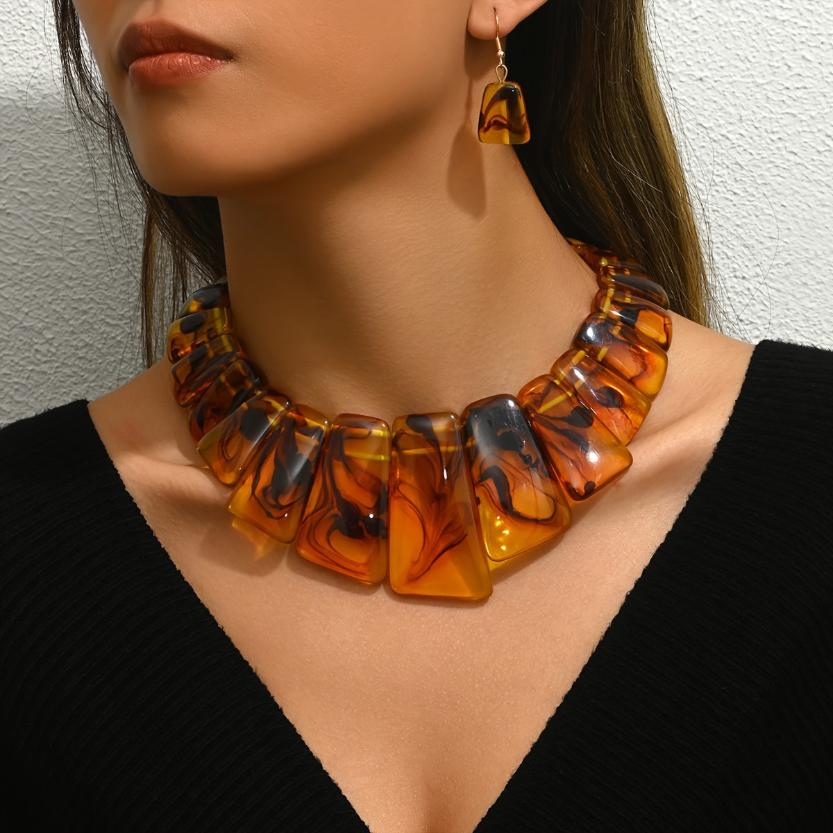 Ensemble collier et pendentif 3 pièces en turquoise synthétique