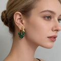 Boucles d'Oreilles Créoles Vintage Turquoise Verte