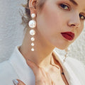 Boucles d'Oreilles Longues Maxi Perles Clip-On
