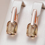 Boucles d’Oreilles Dorées Rosées avec Zircon Naturel Marron
