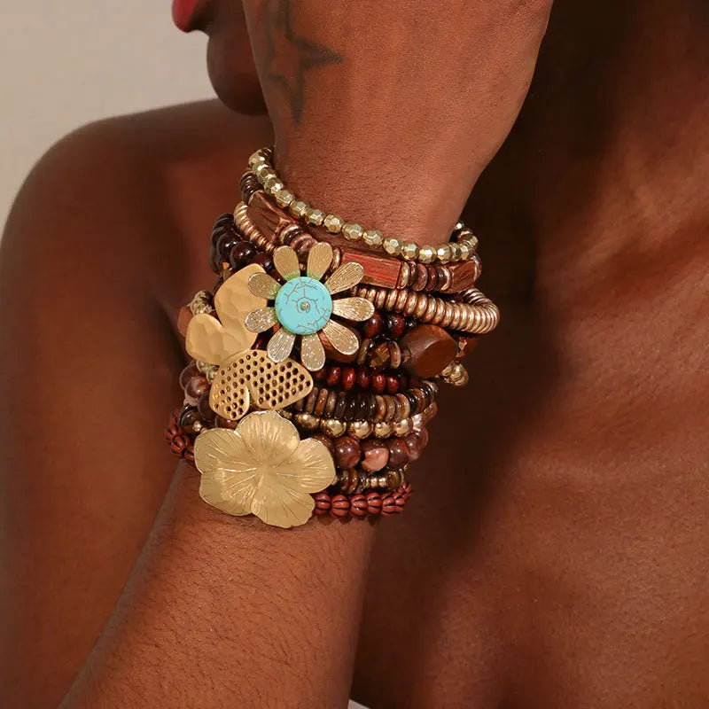 Ensemble de bracelets artisanaux à motifs floraux