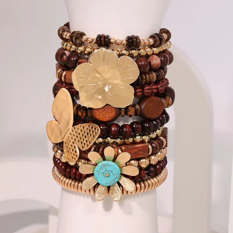 Ensemble de bracelets artisanaux à motifs floraux