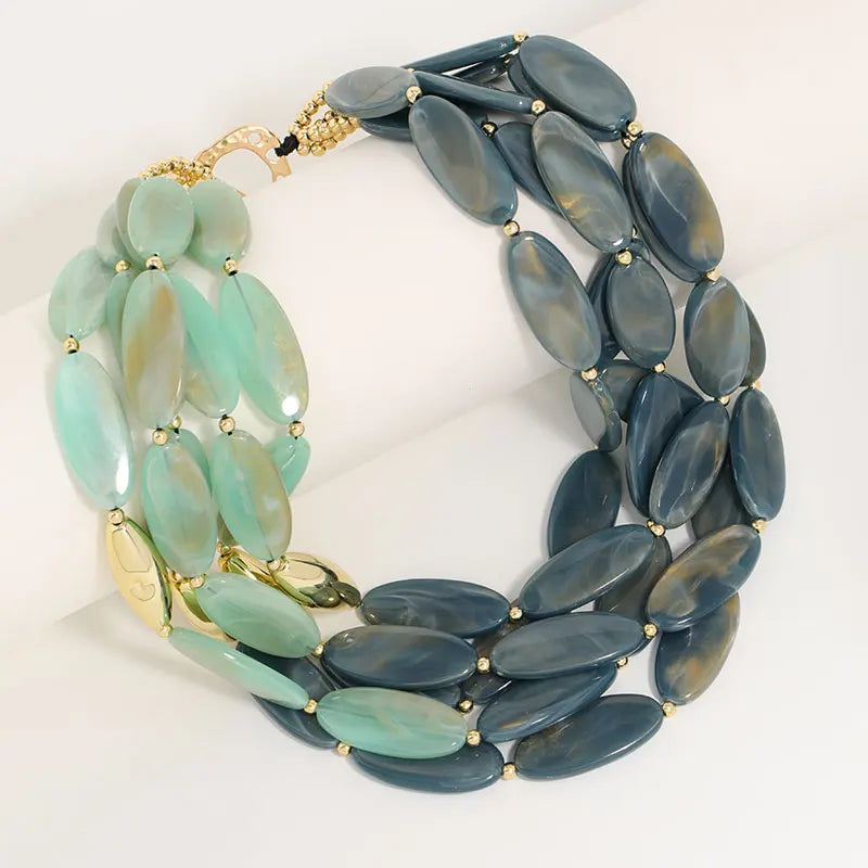 Collier multirang vert et graphite