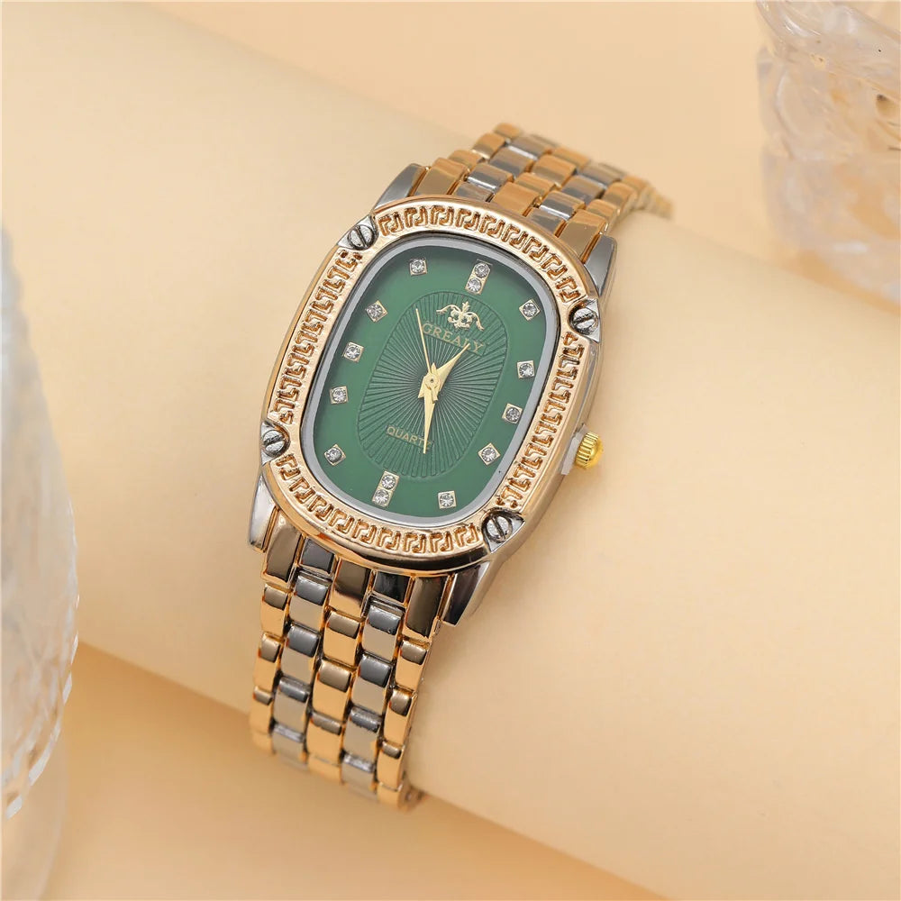 Montre Femme Élégante Bicolore avec Cadran Vert