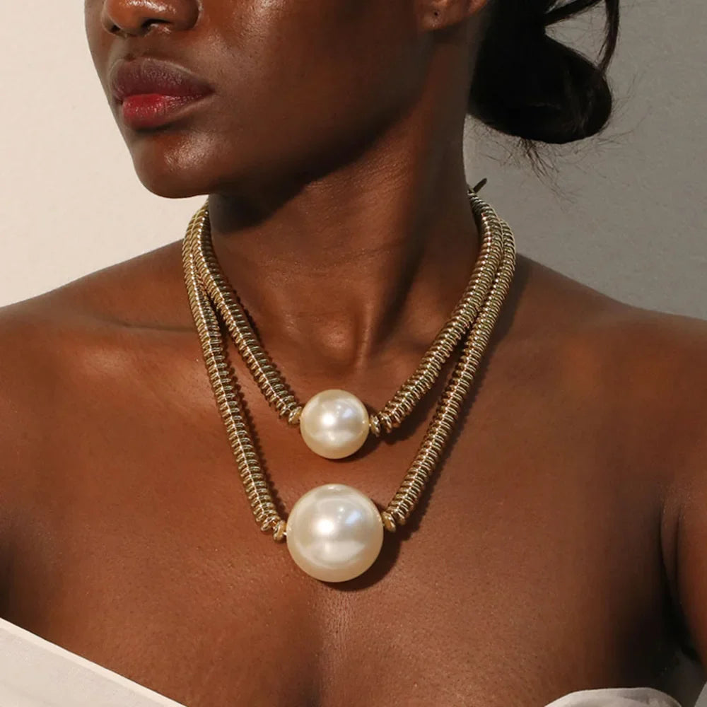 Collier Statement aux Perles.