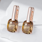 Boucles d’Oreilles Dorées Rosées avec Zircon Naturel Marron