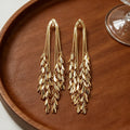 Boucles d’Oreilles Maxi Dorées à Clips, Feuilles en Cascade