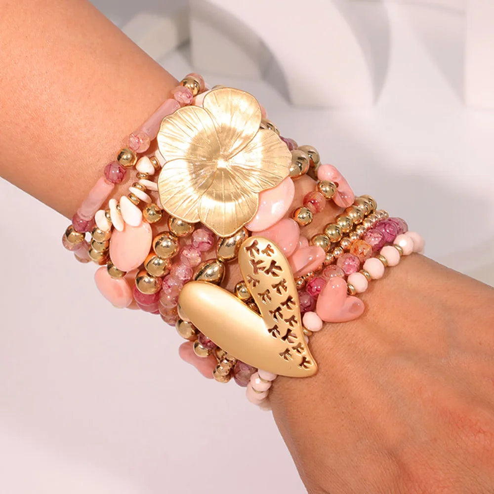 Ensemble de bracelets artisanaux à fleurs et papillons