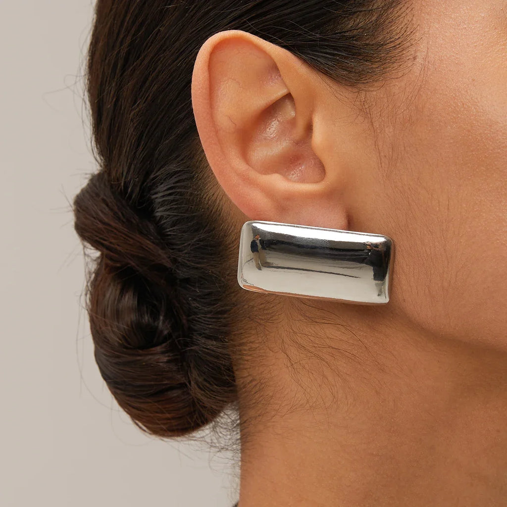 Boucles d’Oreilles Maxi Rectangulaires Dorées