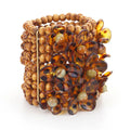 Maxi bracelet artisanal en bois et fleurs en résine