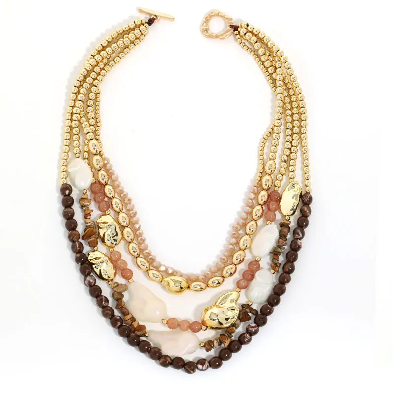 Collier Bohème Multirangs Pierres Vertes | By Mireva