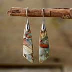 Boucles d’Oreilles Longues en Pierre Naturelle Multicolore
