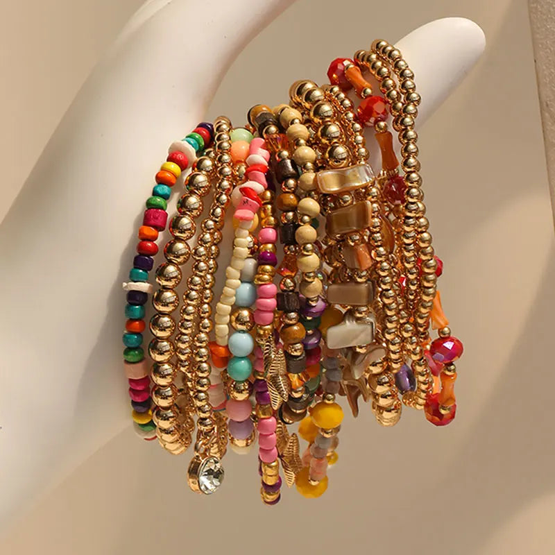 Parure de 18 Bracelets Bohèmes Multicolores