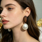Boucles d’Oreilles Vintage en Bois et Perles d’Eau Douce