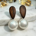 Boucles d’Oreilles Vintage en Bois et Perles d’Eau Douce