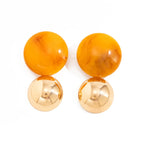 Boucles d’Oreilles Rondes Dorées en Résine Marbrée