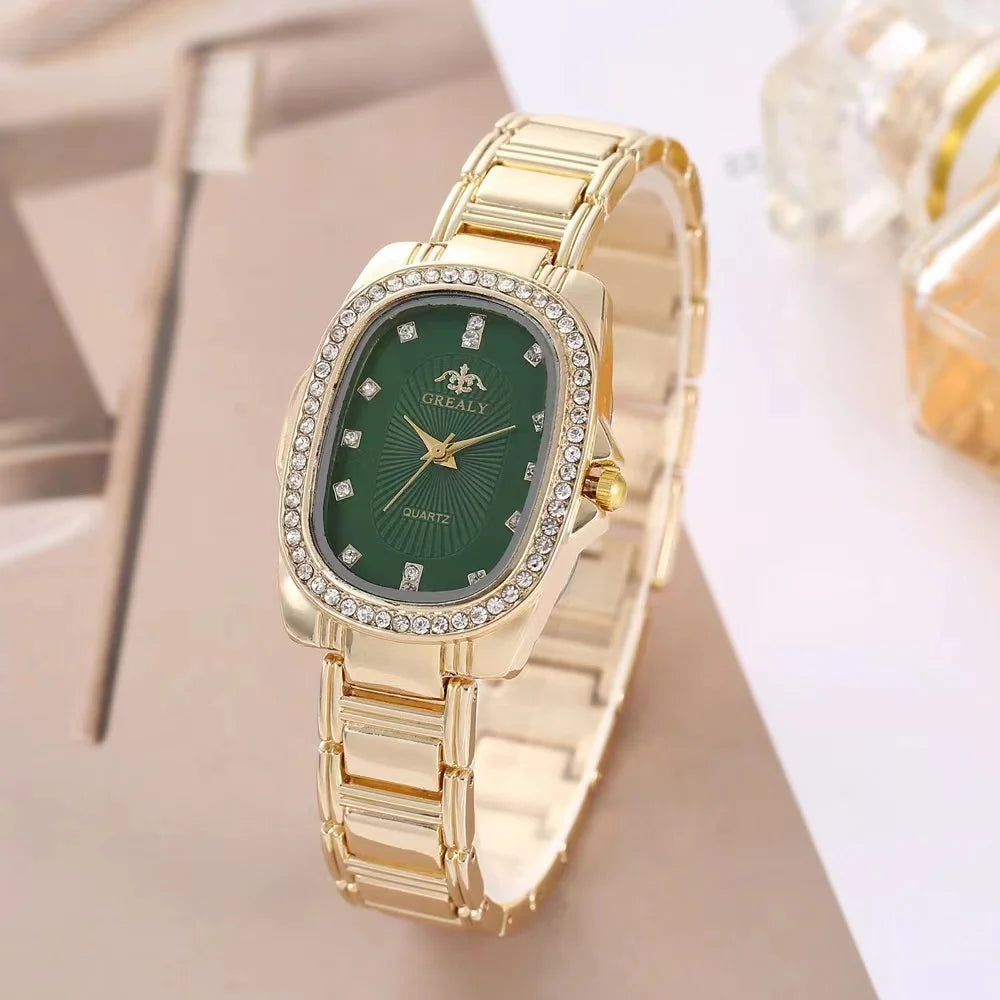 Montre Femme Élégante Bicolore avec Cadran Vert