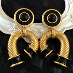 Boucles d’Oreilles Maxi Géométriques Dorées et Noires