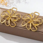 Boucles d’Oreilles Maxi Fleur Ajourée Dorée