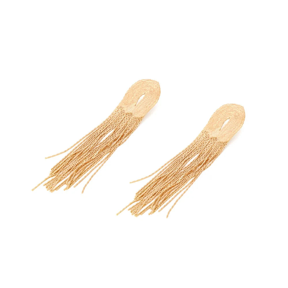 Boucles d’Oreilles Maxi Dorées à Franges de Chaînes