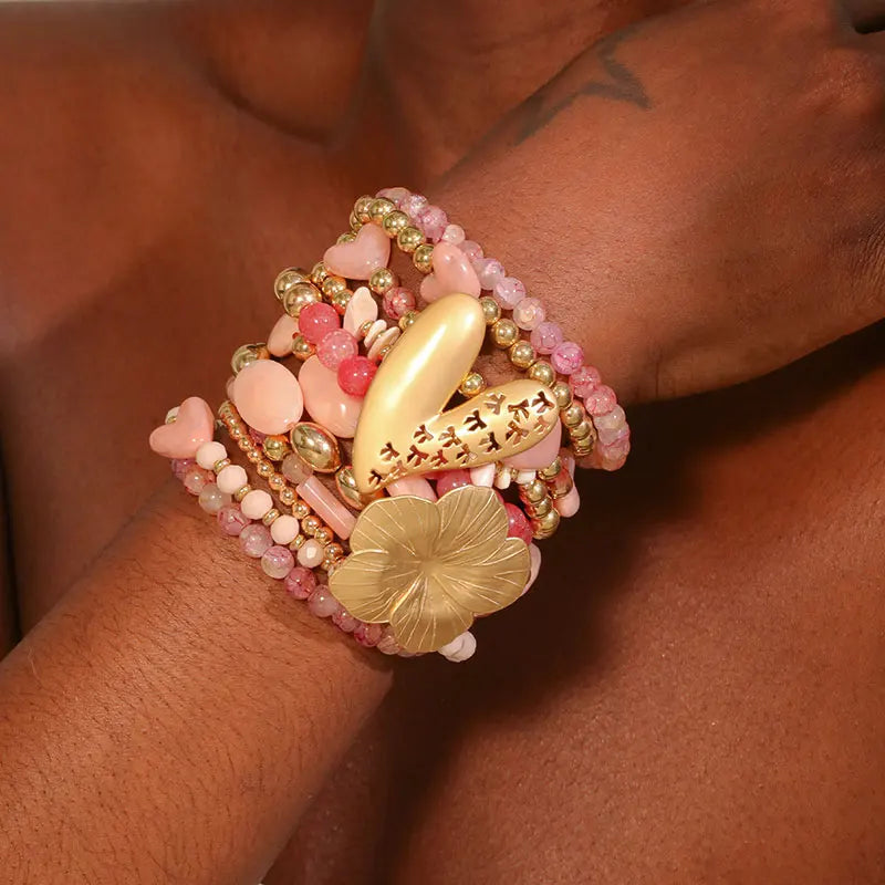 Ensemble de bracelets artisanaux à fleurs et papillons