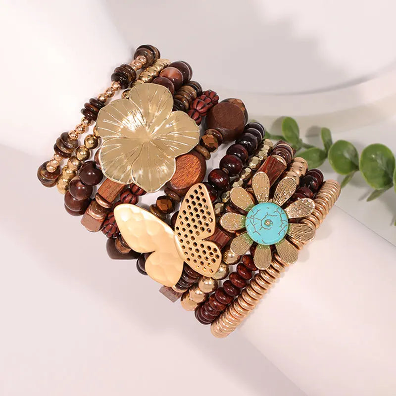 Ensemble de bracelets artisanaux à motifs floraux