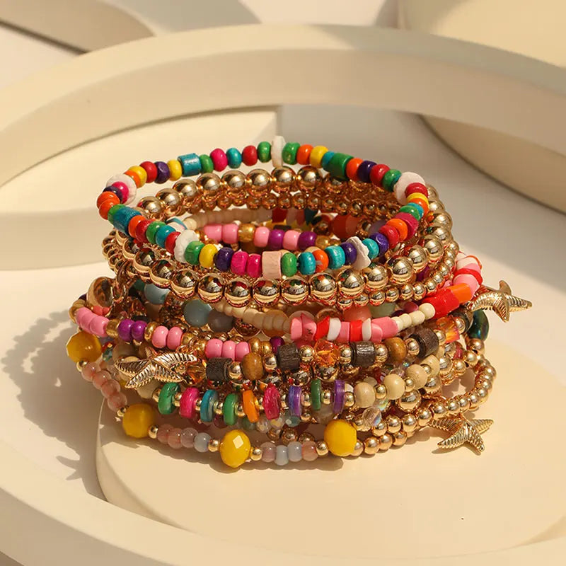 Parure de 18 Bracelets Bohèmes Multicolores