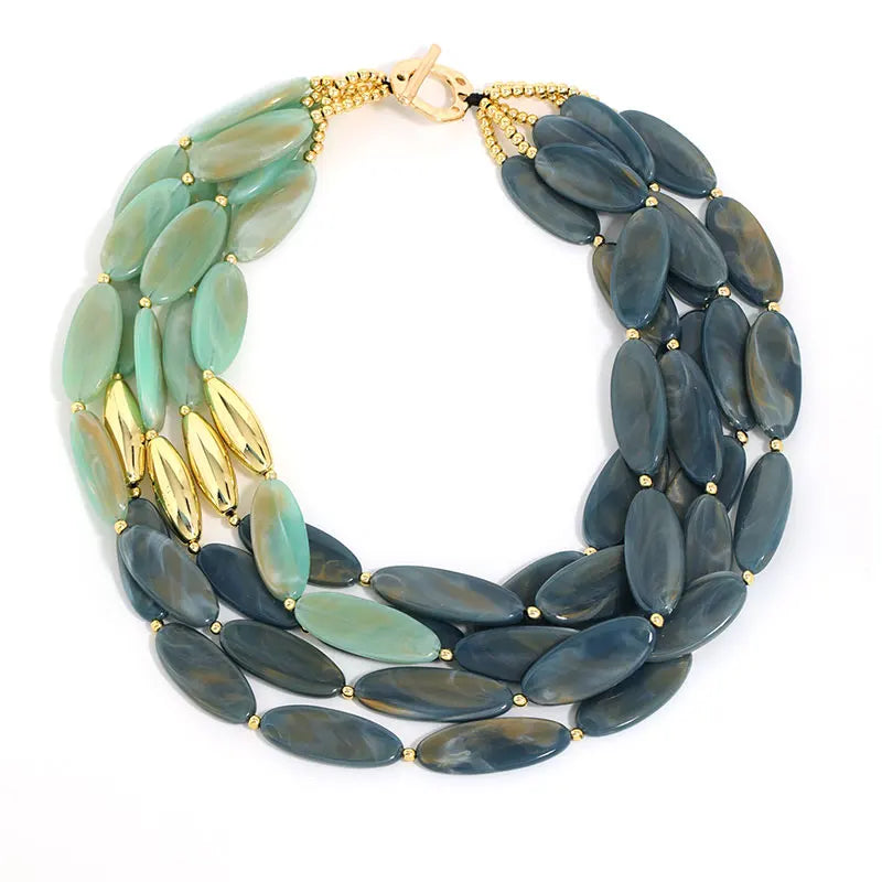 Collier multirang vert et graphite