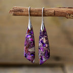 Boucles d’Oreilles Longues en Pierre Naturelle Multicolore