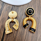 Boucles d’Oreilles Maxi Géométriques Dorées et Noires