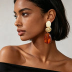 Boucles d’Oreilles Géométriques en Résine Couleur Ambre