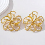 Boucles d’Oreilles Maxi Fleur Ajourée Dorée
