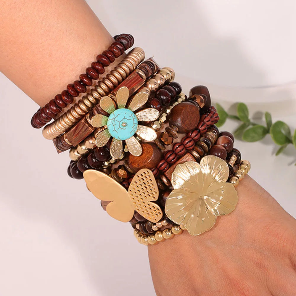 Ensemble de bracelets artisanaux à motifs floraux