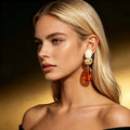 Boucles d’Oreilles Géométriques en Résine Couleur Ambre