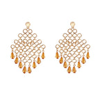 Boucles d’Oreilles Dorées en Cascade aux Cristaux Ambre
