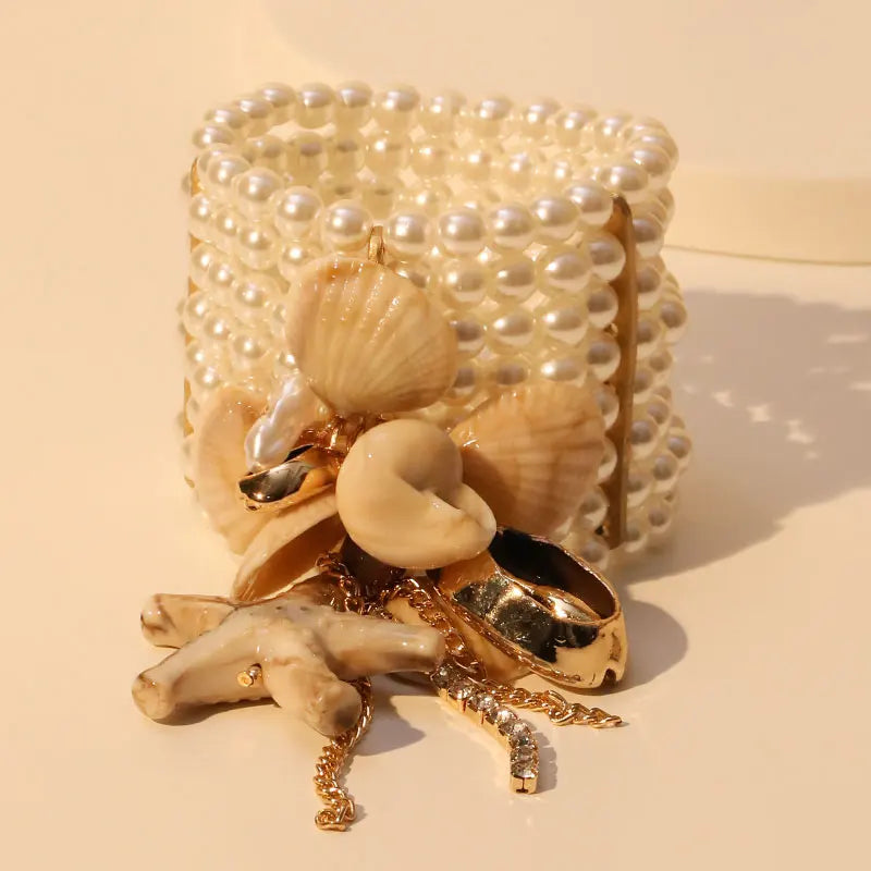 Parure de Bracelets en Perles, Étoiles de Mer et Coquillages