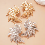 Boucles d’Oreilles Maxi Dorées en Éventail Texturé