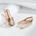Boucles d’Oreilles Dorées Rosées avec Zircon Naturel Marron