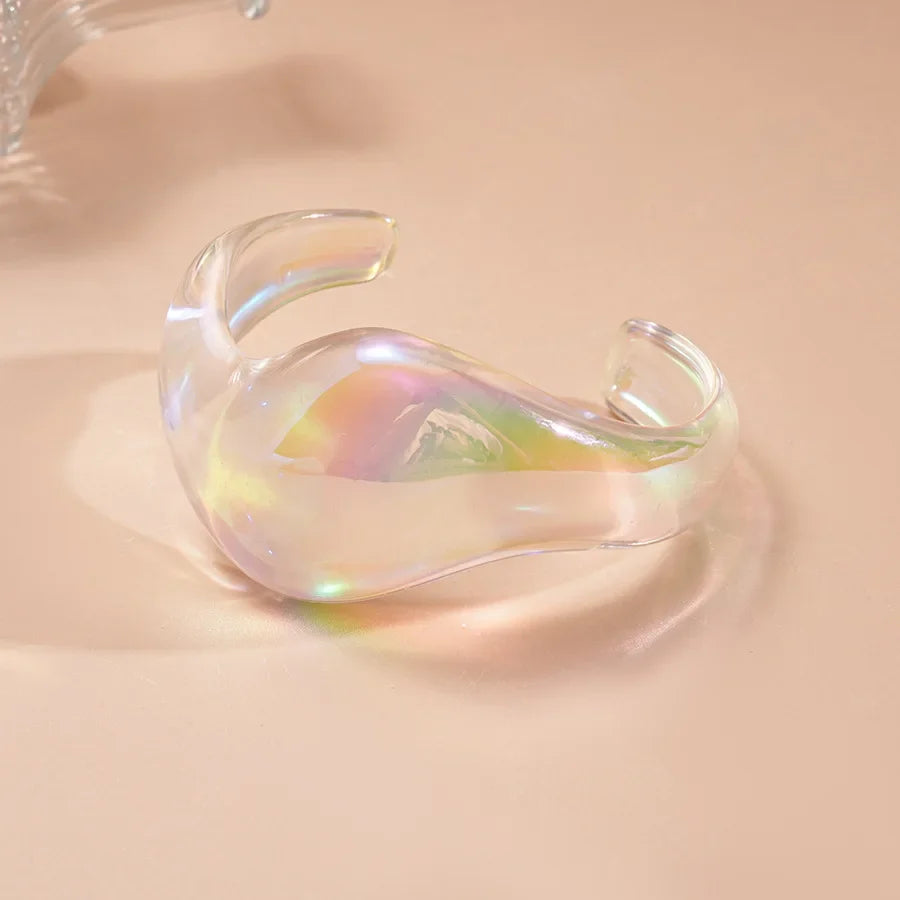 Manchette large transparente en résine irisée
