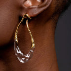 Boucles d’Oreilles Dorées avec Détail Translucide en Acrylique