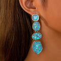 Boucles d’Oreilles Dorées en Cascade Turquoise Dégradée