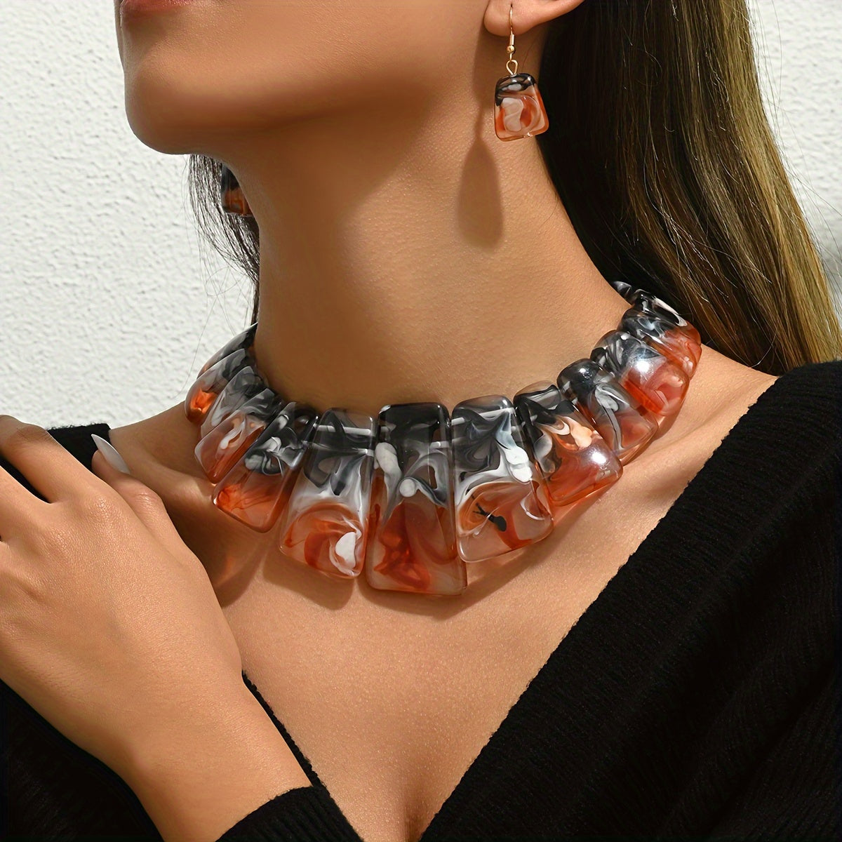 Ensemble collier et pendentif 3 pièces en turquoise synthétique