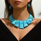Ensemble collier et pendentif 3 pièces en turquoise synthétique